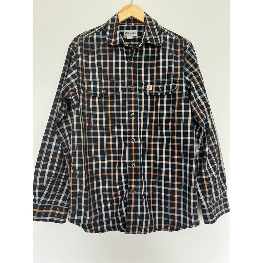 Carhartt Mens Shirt Sz M Plaid Long Sleeve Cotton Button-Down Relaxed Fit
